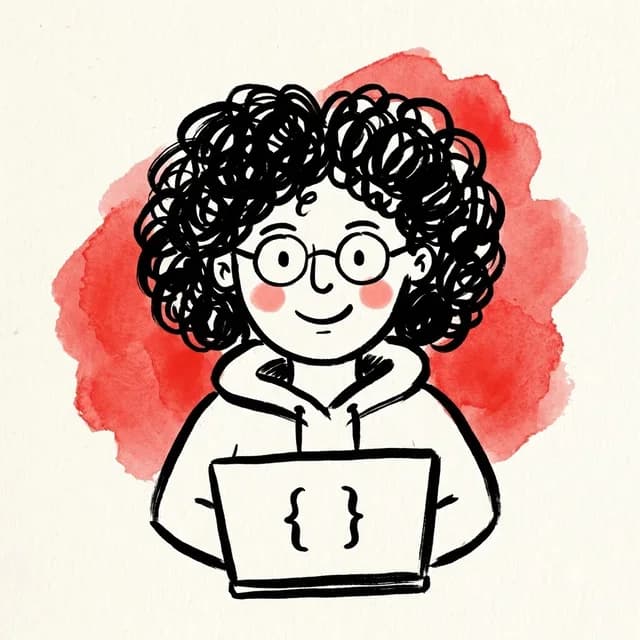 Illustrated portrait of Anas with a laptop